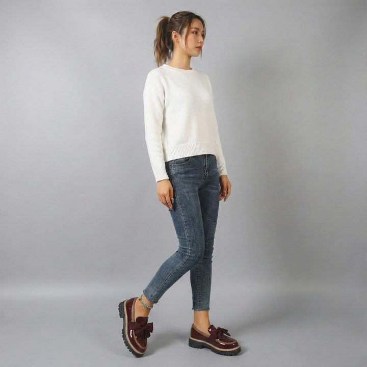 Lucie – Retro boty se silnou podrážkou a mašlí