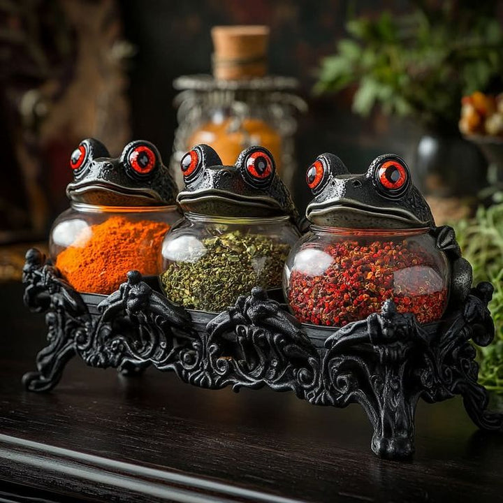 Ručně vyráběné sklenice na koření Witchy Frog Apothecary