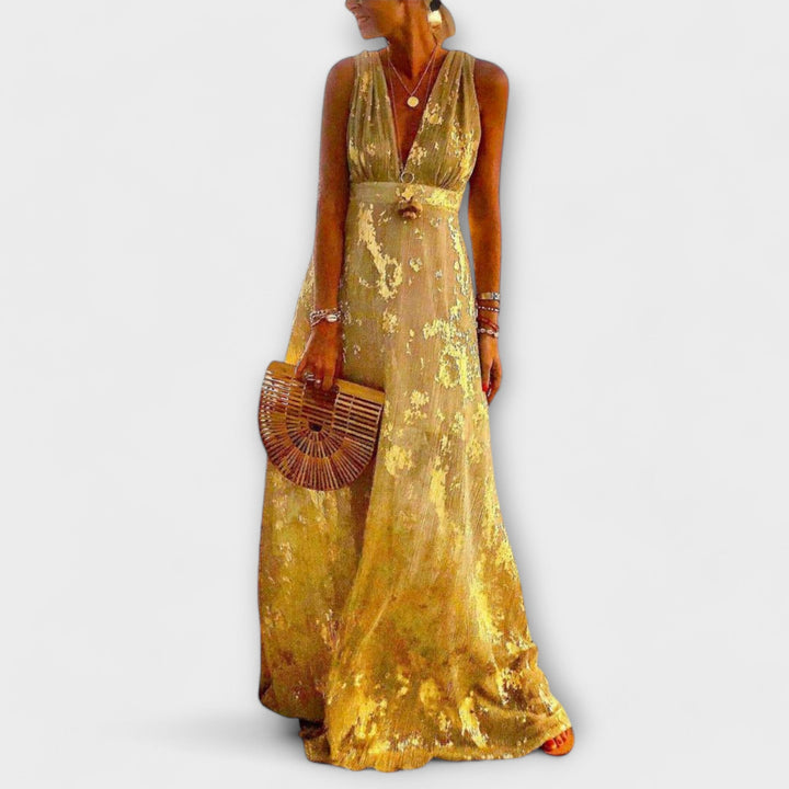 Elvira | Maxi šaty s flitrovými detaily a výstřihem do V