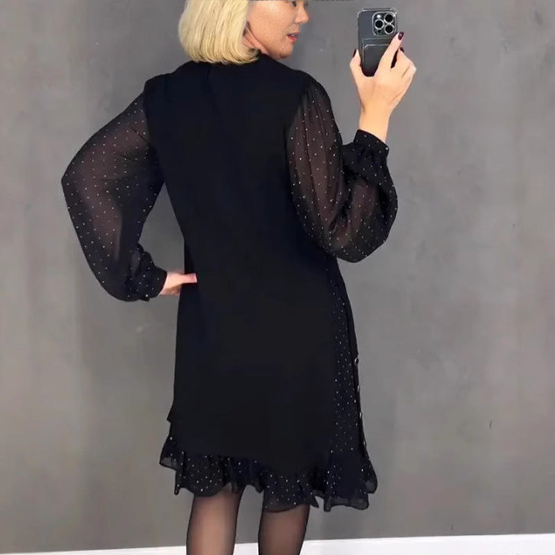 Věra – Elegantní šaty s krystaly a kulatým výstřihem