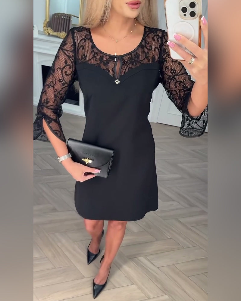 Juliana | Jednoduché patchworkové šaty s dlouhým rukávem