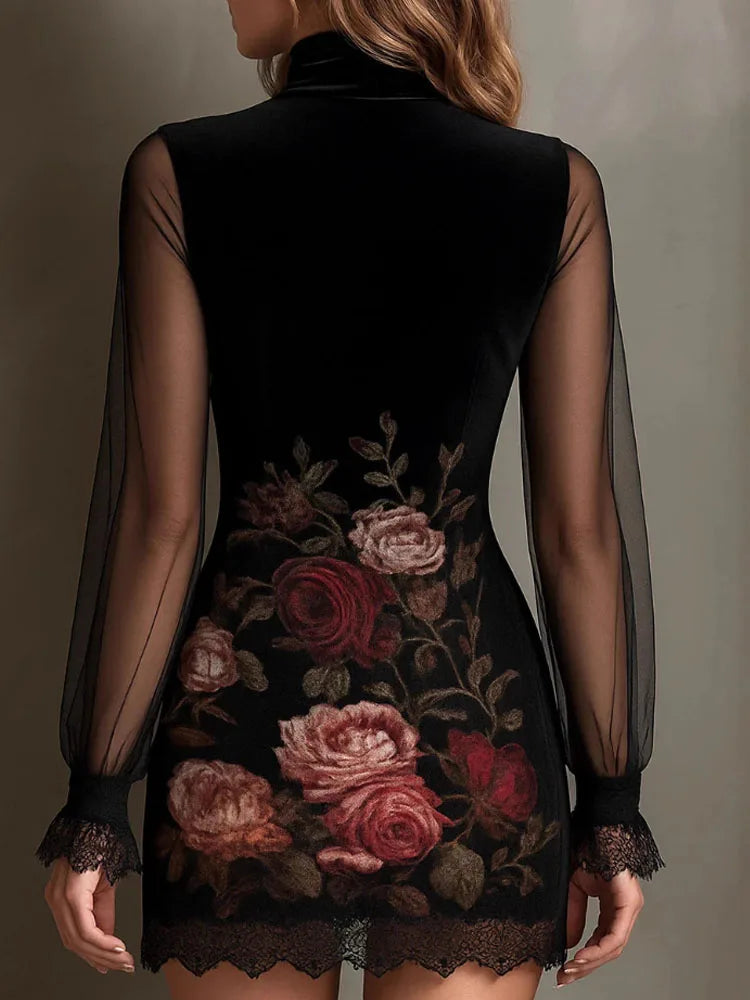 Adriana – Sametové šaty s květinovým vzorem