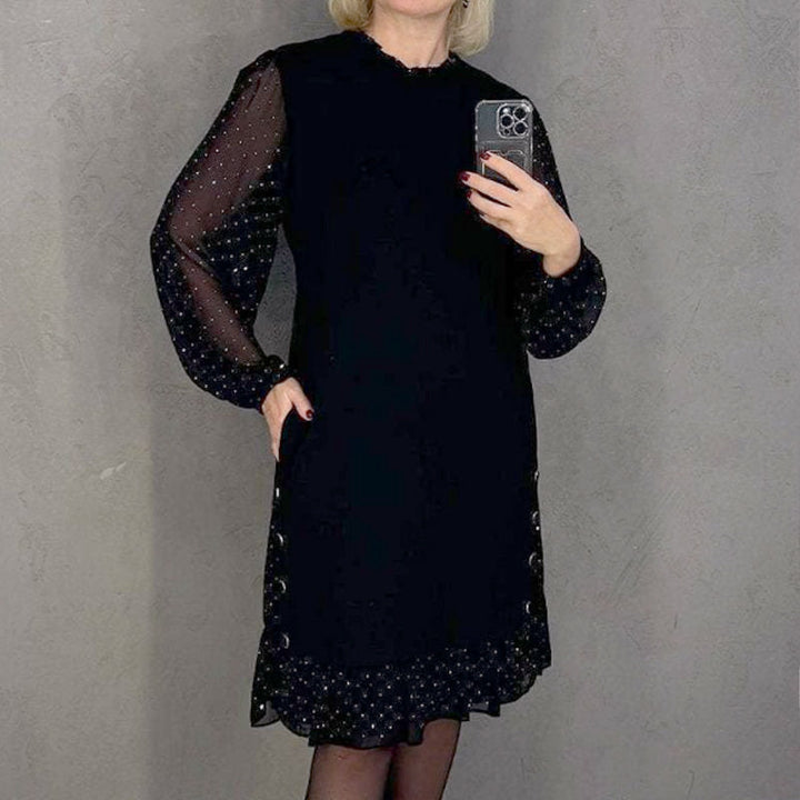 Věra – Elegantní šaty s krystaly a kulatým výstřihem