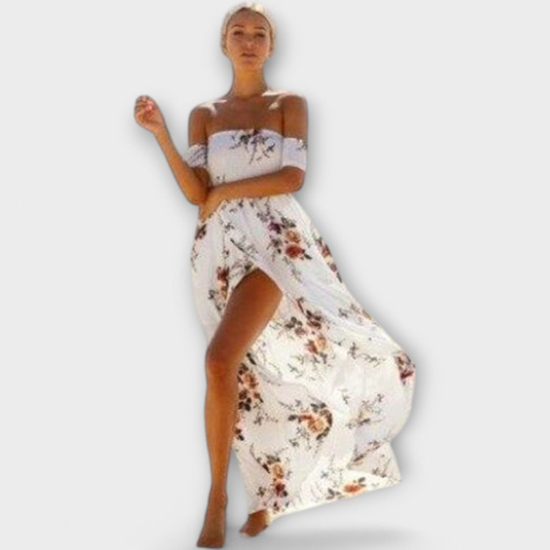 Nikola | Maxi šaty s odhalenými rameny a květinovým vzorem